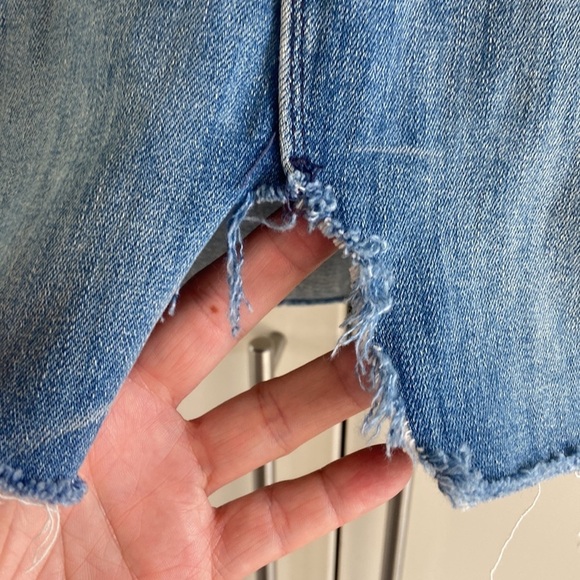 Mother The Sacred Slit Mini Denim Skirt in Where There's Smoke - Picture 11 of 14